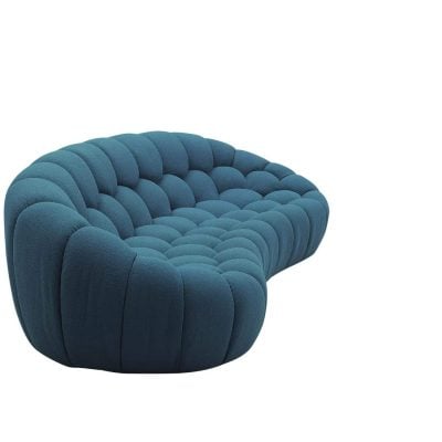 Divani Casa Yolonda Modern Curved Teal Green Fabric Sofa