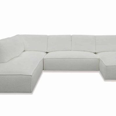 Divani Casa Lulu Modern White Fabric Sectional Sofa