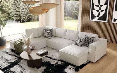 Divani Casa Lulu Modern White Fabric Sectional Sofa