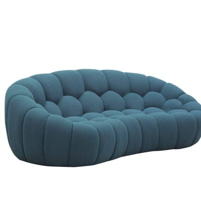 Divani Casa Yolonda - Modern Curved Dark Teal Fabric Loveseat