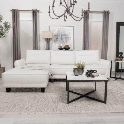 Caspian White Polyester sectional sofa