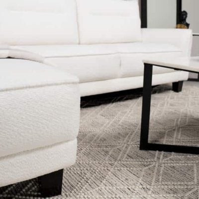 Caspian White Polyester sectional sofa