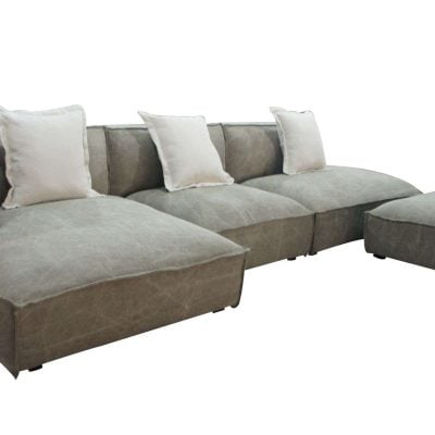 Divani Casa Dania - Modern Beige Fabric Sectional Sofa + Ottoman