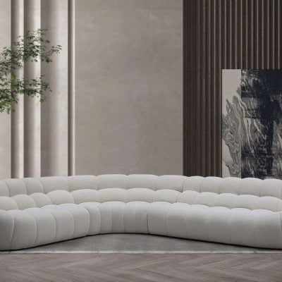 Divani Casa Yolonda - Off-White Fabric Sectional Sofa