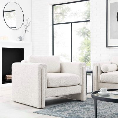 Visible Modern White Boucle Chair