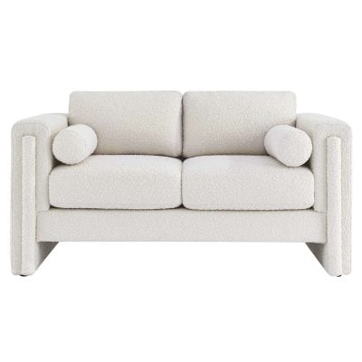 Visible Modern White Boucle Loveseat