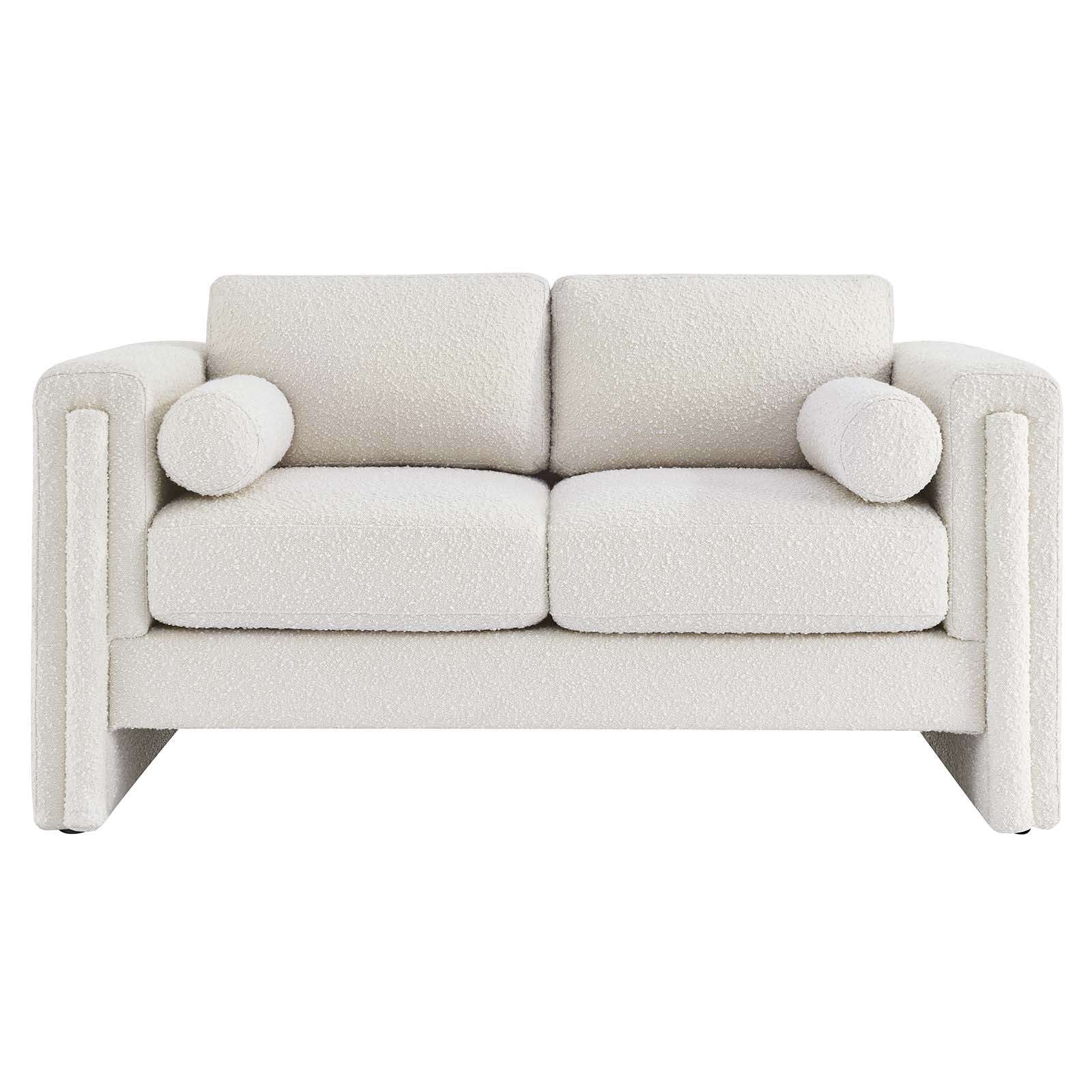 Visible Modern White Boucle Loveseat