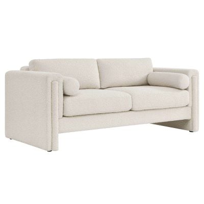 Visible Modern White Boucle Sofa