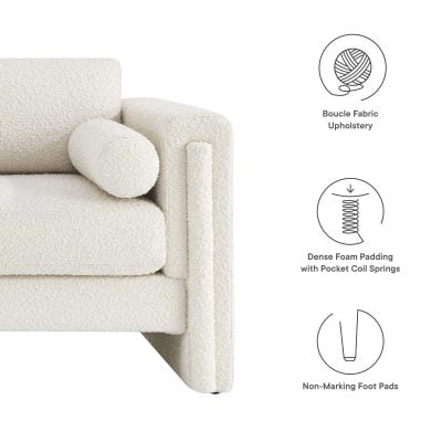 Visible Modern White Boucle Loveseat