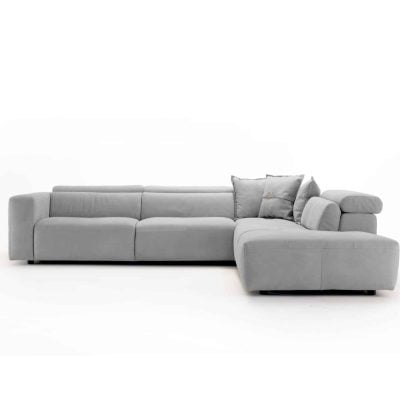 Collezioni Grande - Italian Light Grey leather Sectional Sofa