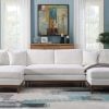 Valiant U Sectional Sofa Ivory Chenille