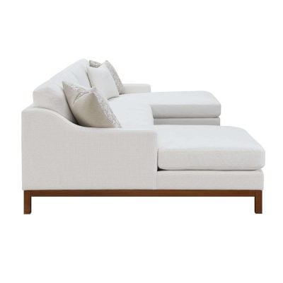 Valiant U Sectional Sofa Ivory Chenille