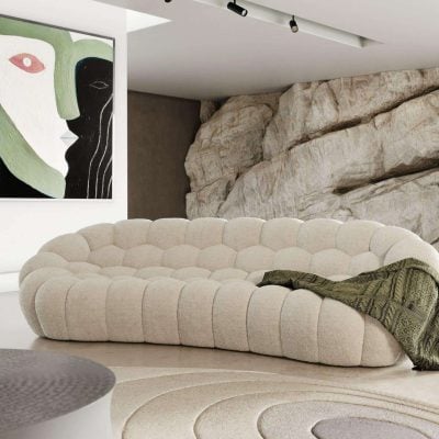 Divani Casa Yolonda Modern Curved Off White Sofa