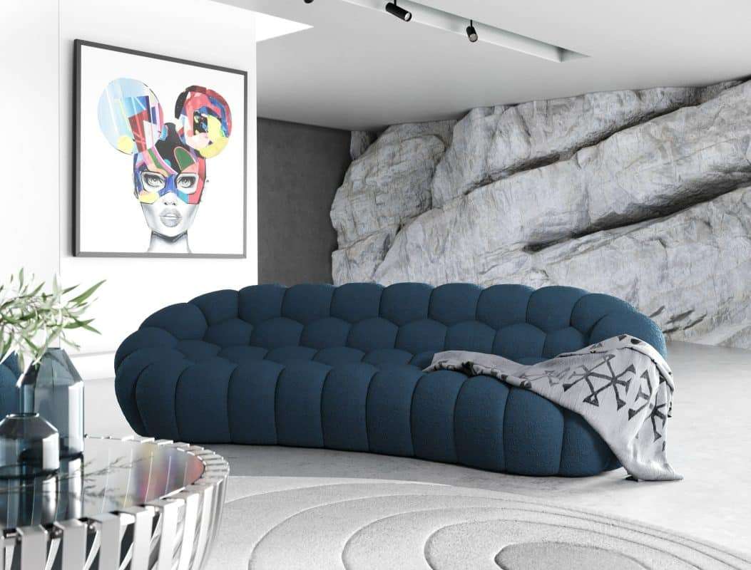 Yolonda curved teal green sofa