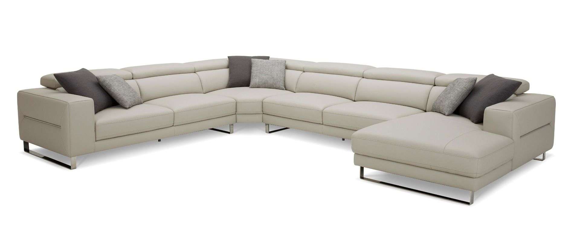 Divani Casa Hawkey Contemporary Light Grey Leather Sectional Sofa - Image 2
