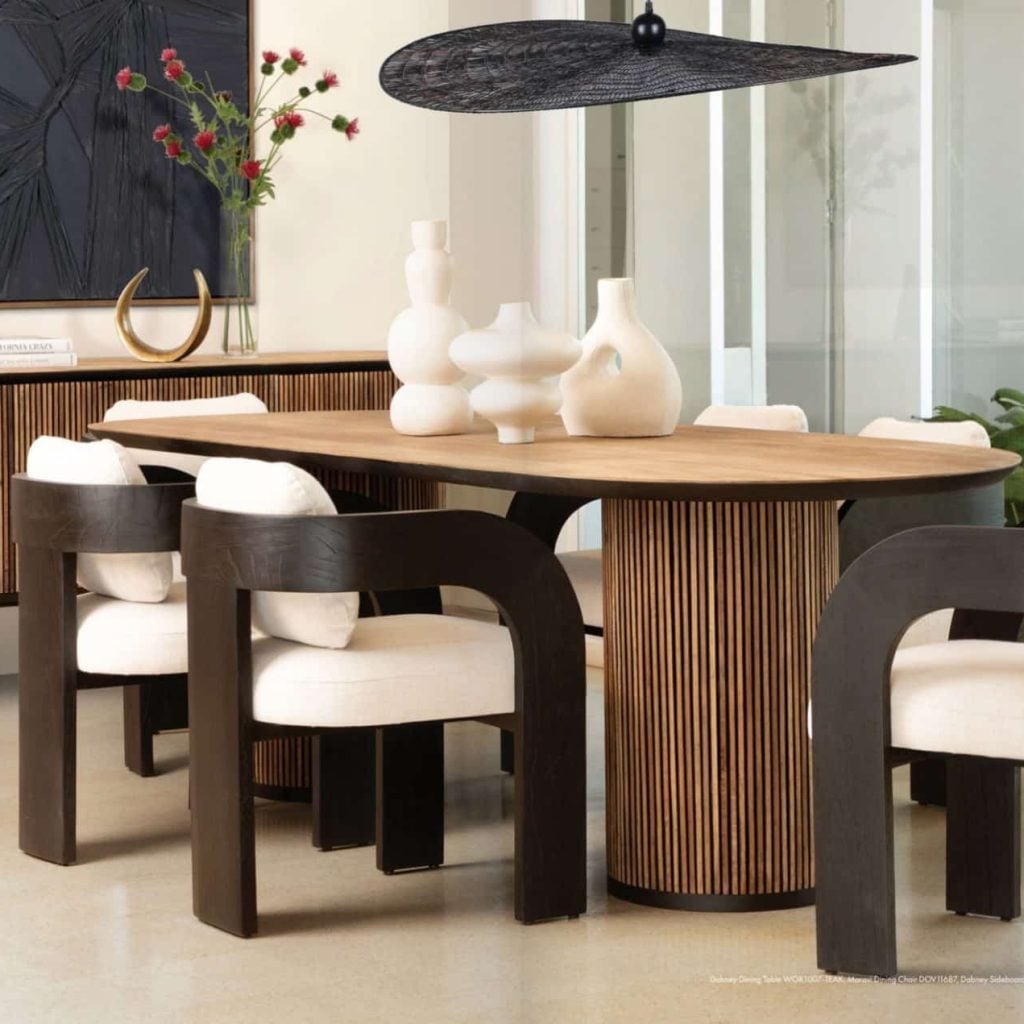 dabney teak oval dining table