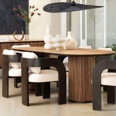 dabney teak oval dining table