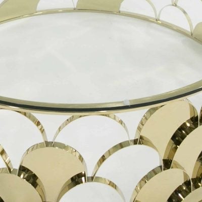 Modrest Javier Modern Glass & Gold Round Coffee Table