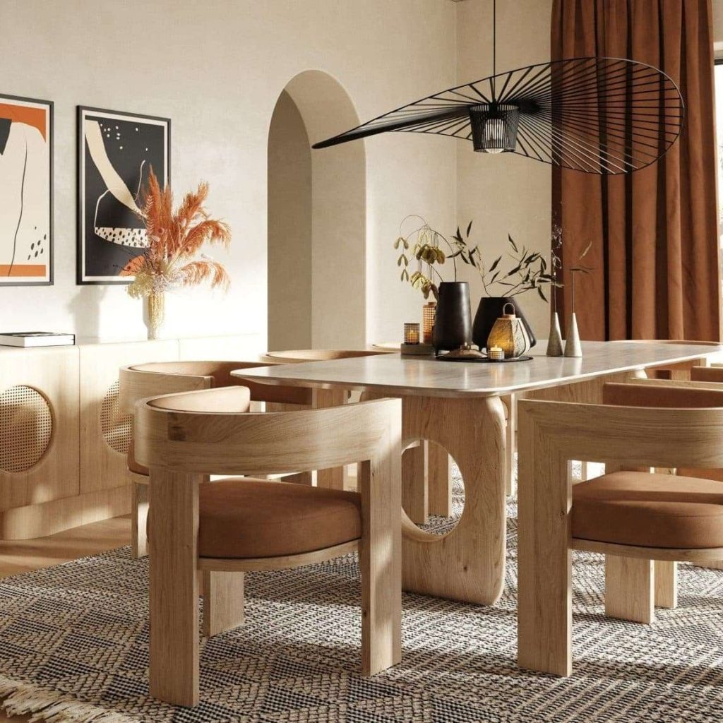 Alternative view of Nova Domus Osaka Faux Marble Natural Round Dining Table