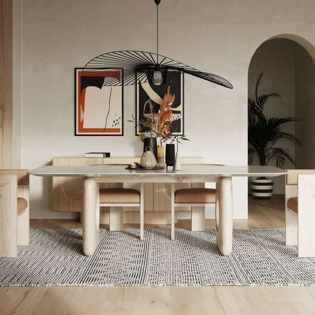 Nova Domus Osaka Faux Marble Natural Round Dining Table