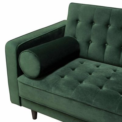 Juniper Green Velvet Sofa With Wood Legs