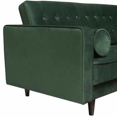 Juniper Green Velvet Sofa With Wood Legs