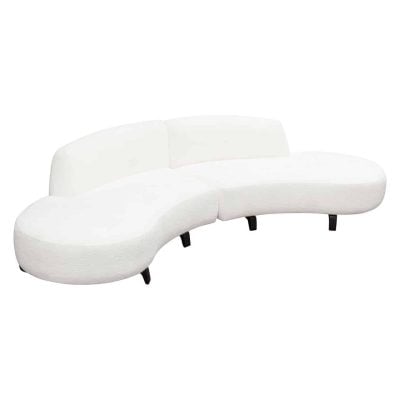 Vesper 2 pc Contemporary White Curved Sofa