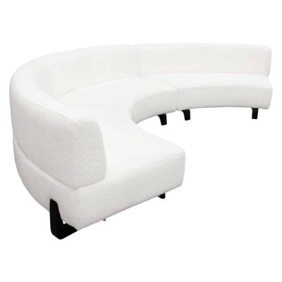 Vesper 3 pc Contemporary White Curved Sofa