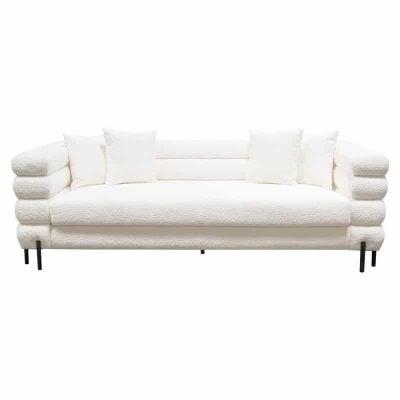 Vox Sofa Faux White Shearling w/ Black Powder Metal Legs