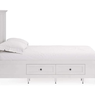Grace White Wood Bed With Side Storage Drawers