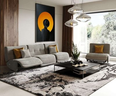 Divani Casa Basil Modern Modular Grey Fabric Power Reclining Sofa