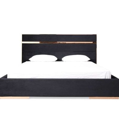 Nova Domus Cartier Modern Black Velvet & Rosegold Bed