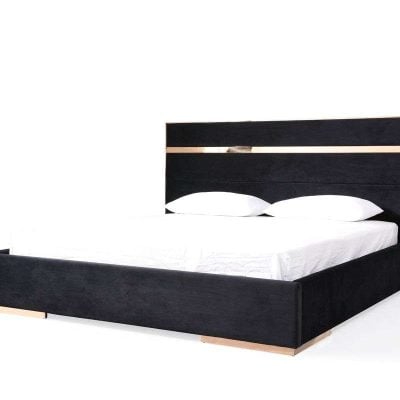 Nova Domus Cartier Modern Black Velvet & Rosegold Bed