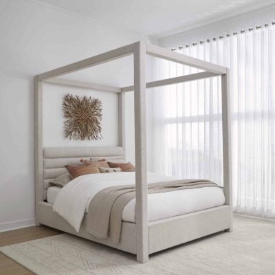 Rockford Dove Gray Linen Canopy bed