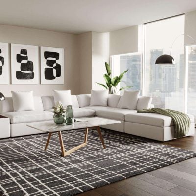 Divani Casa Dixon - Modern White Leather L Shaped Sectional Sofa