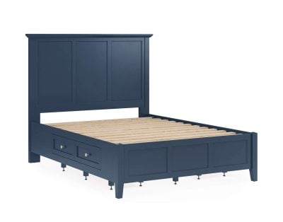 Grace Blue Wood Bed With Side Storage Drawers