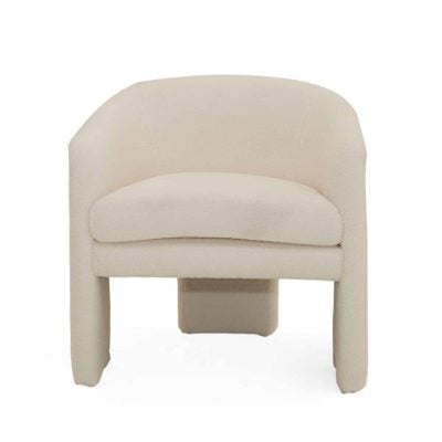 Khan Modern 4 Seater White Boucle Curved Chair