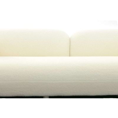 Khan Modern 4 Seater White Boucle Curved Sofa