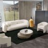 Khan Modern 4 Seater White Boucle Curved Sofa