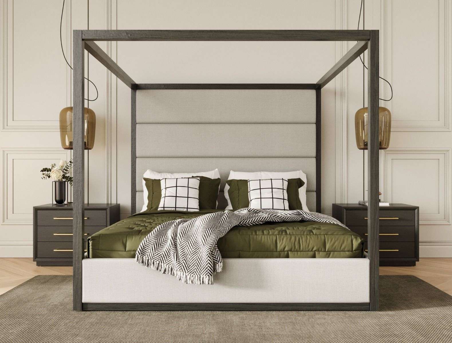 Modrest Manhattan - Contemporary Canopy Grey Bed