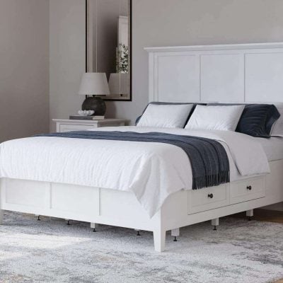 Grace White Wood Bed With Side Storage Drawers