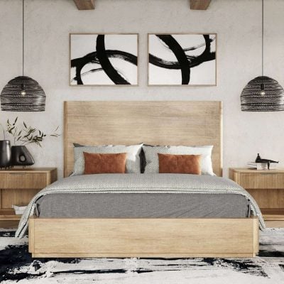 Nova Domus Santa Monica Natual Oak Wood Bed
