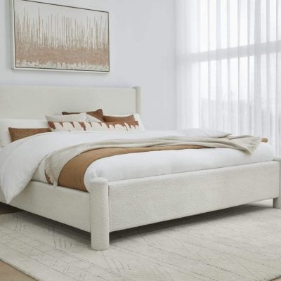 Burke Off White Boucle Bed Frame