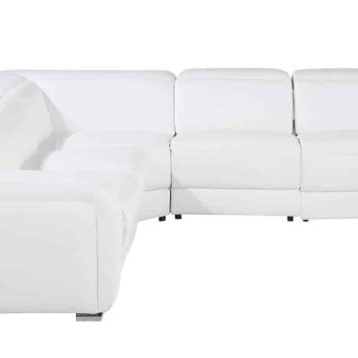 5 Pc Power Reclining White Italian Leather Sectional Sofa