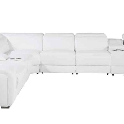 8 Pc Power Reclining White Italian Leather Sectional Sofa