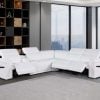 6 Pc Divantalia Modern White Leather Power Reclining Sectional Sofa