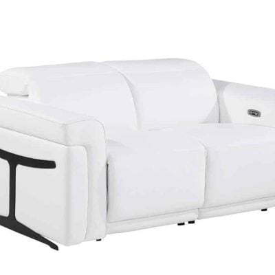 Divanitalia Tustin modern recliner White Italian Leather Loveseat