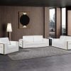Divanitaly Tuscania Top Grain White Leather & Gold Sofa Set
