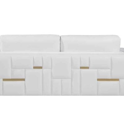 Divanitaly Tuscania Top Grain White Leather & Gold Sofa