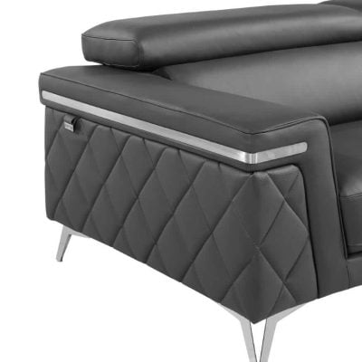 Divanitaly Peraso Modern Gray Leather Sofa Set